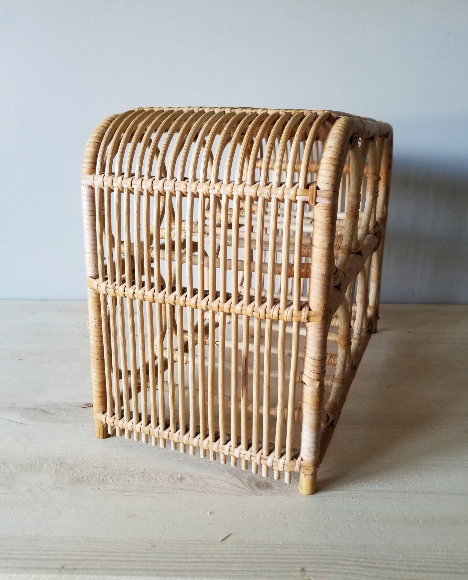 Vintage wicker wine rack rattan bentwood wine holder