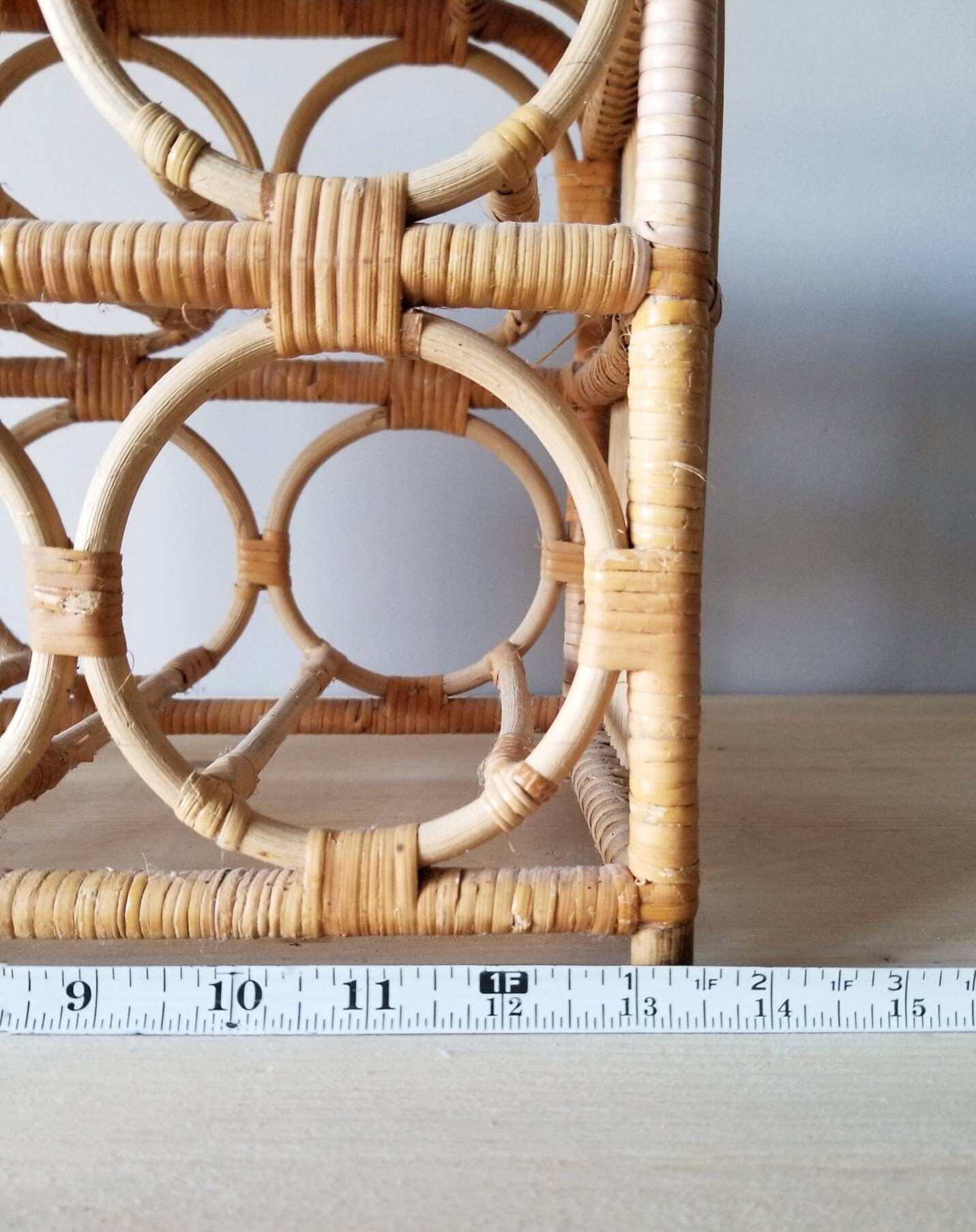 Vintage wicker wine rack rattan bentwood wine holder