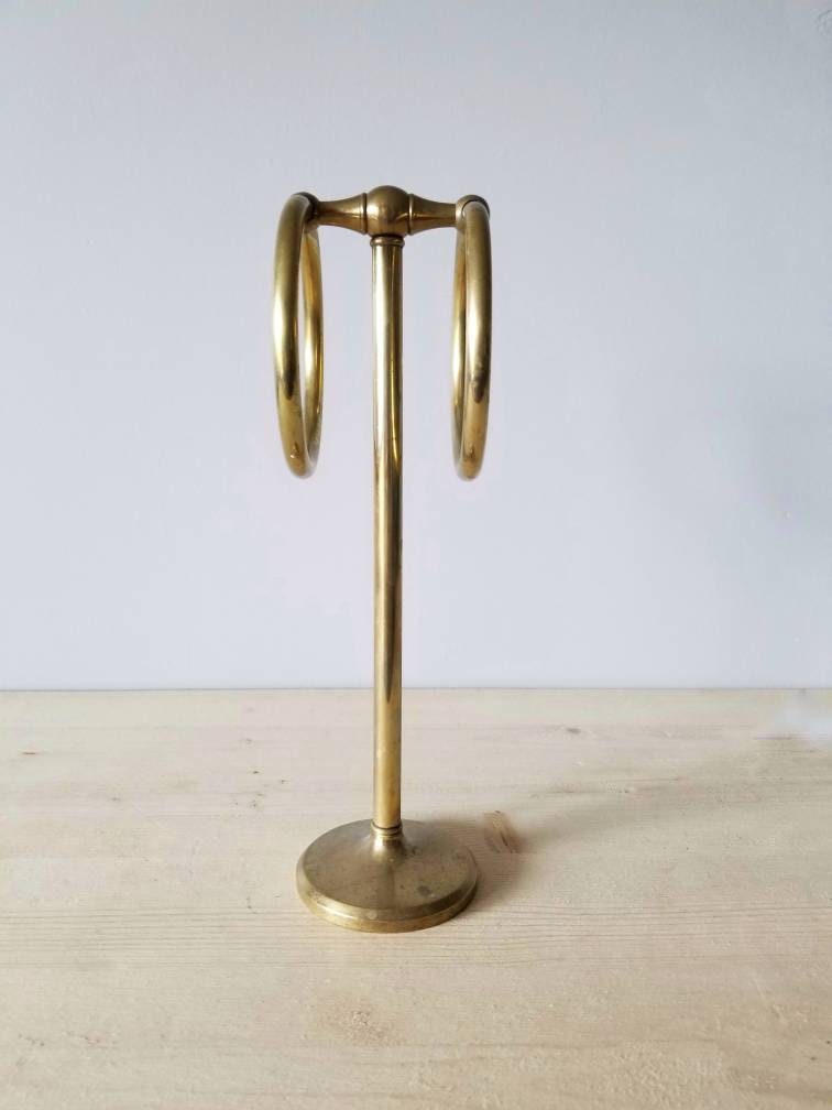 Vintage brass towel holder counter top hand towel ring