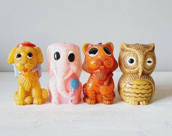 Vintage Animal Delights candles | hand painted candle | tiger candle | monkey candle | elephant candle | dog candle | each sold separately |