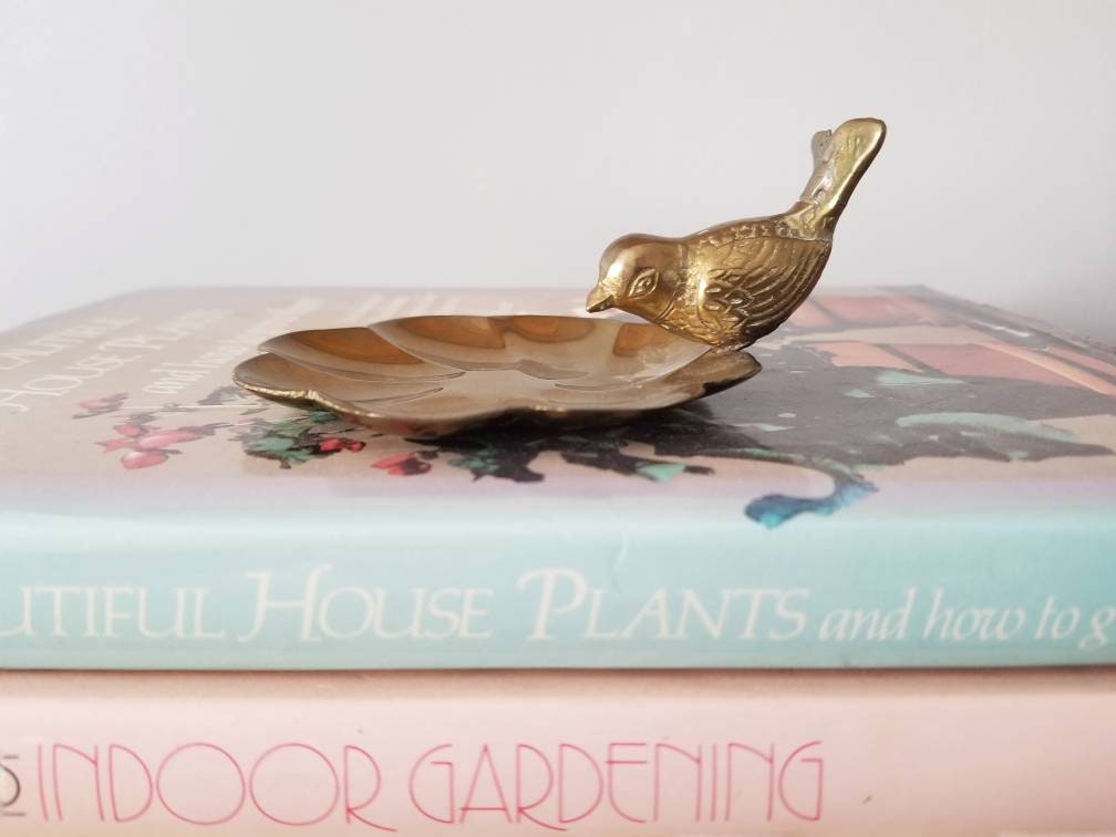 Vintage brass bird trinket dish | jewelry holder