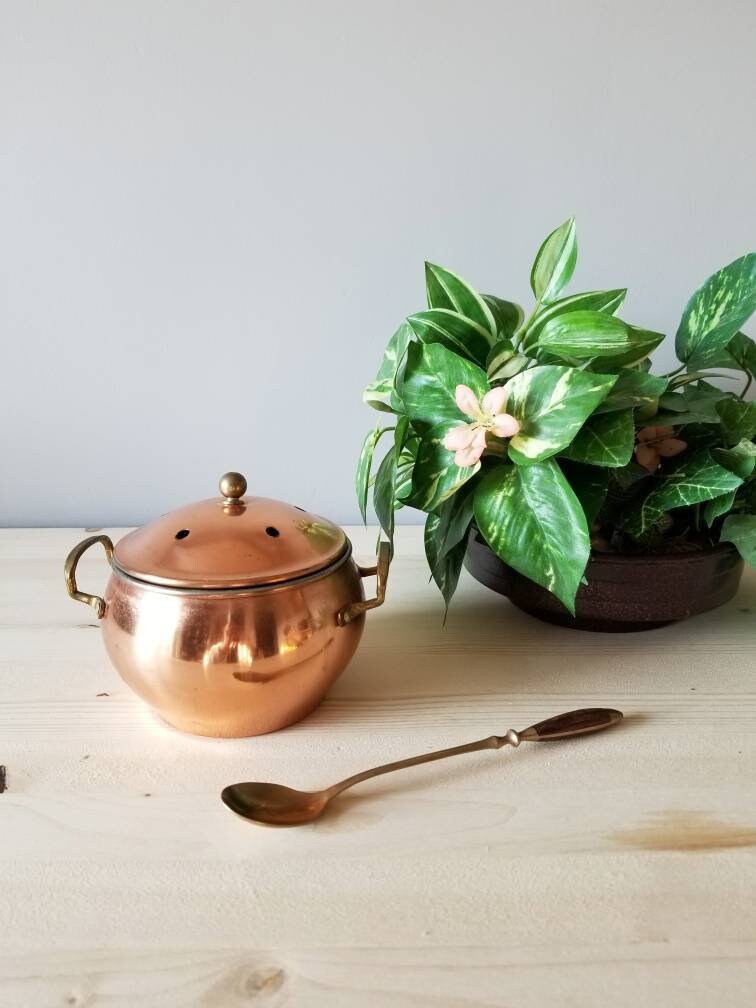 Vintage copper garlic keeper copper kitchen pot