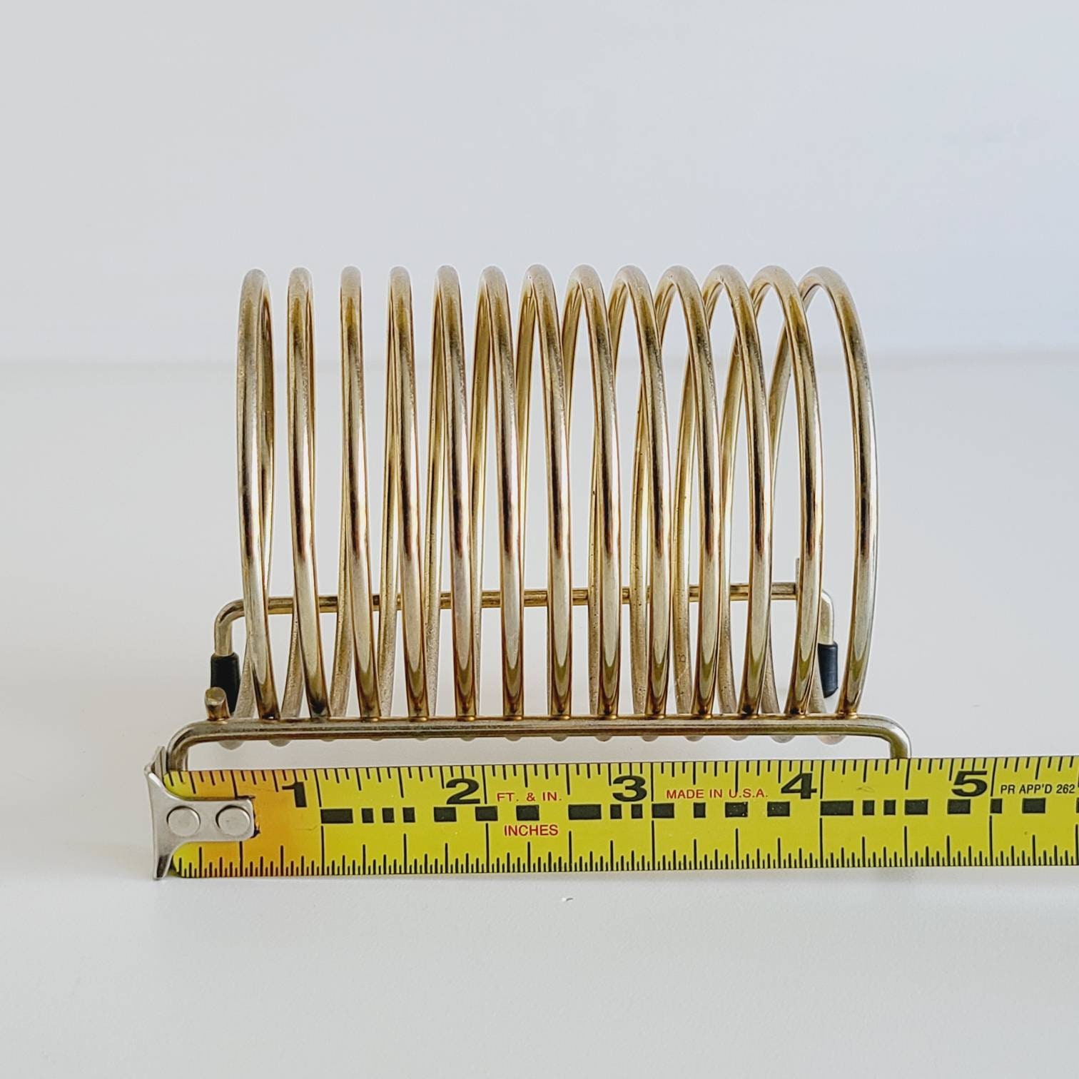 Vintage brass memo holder coiled receipt holder home office decor