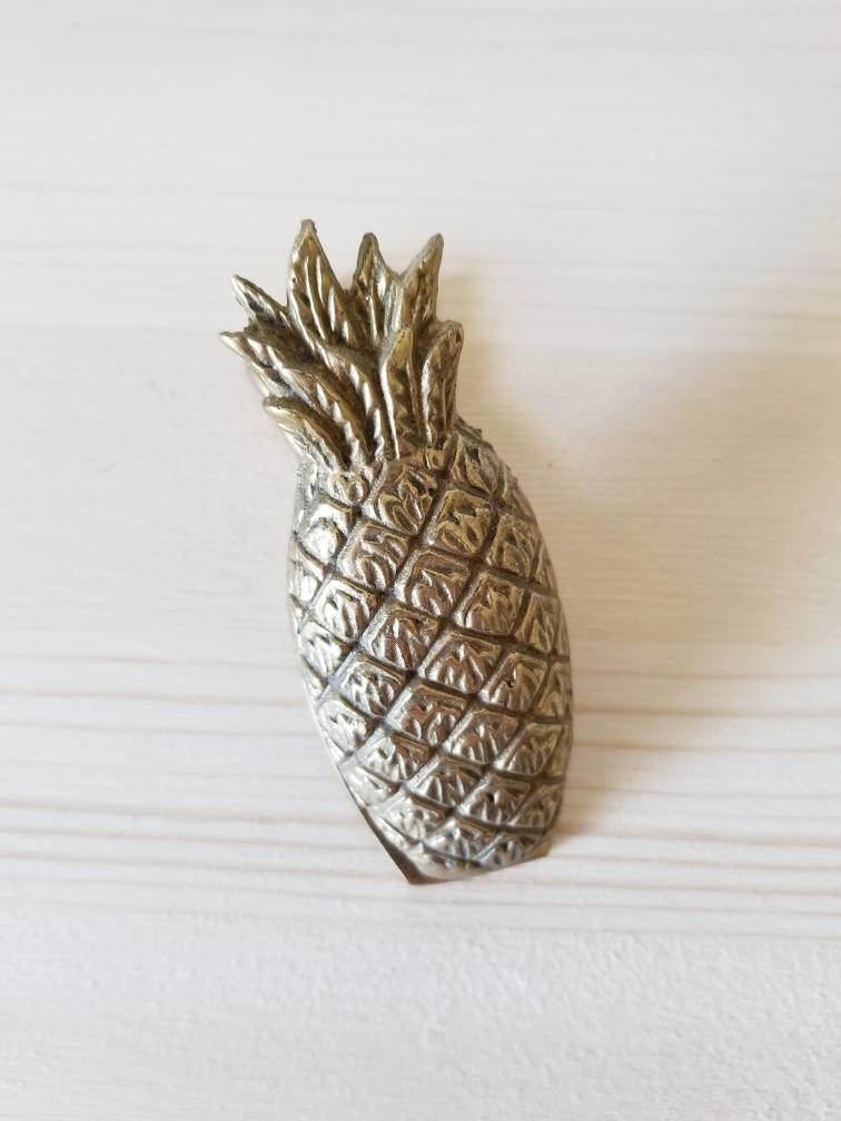 Vintage brass pineapple paper clip memo holder office storage