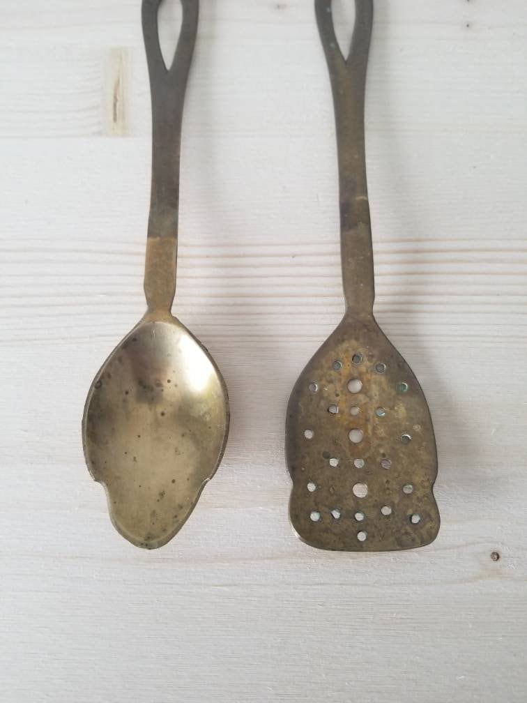 Vintage brass utensils brass serving spoons