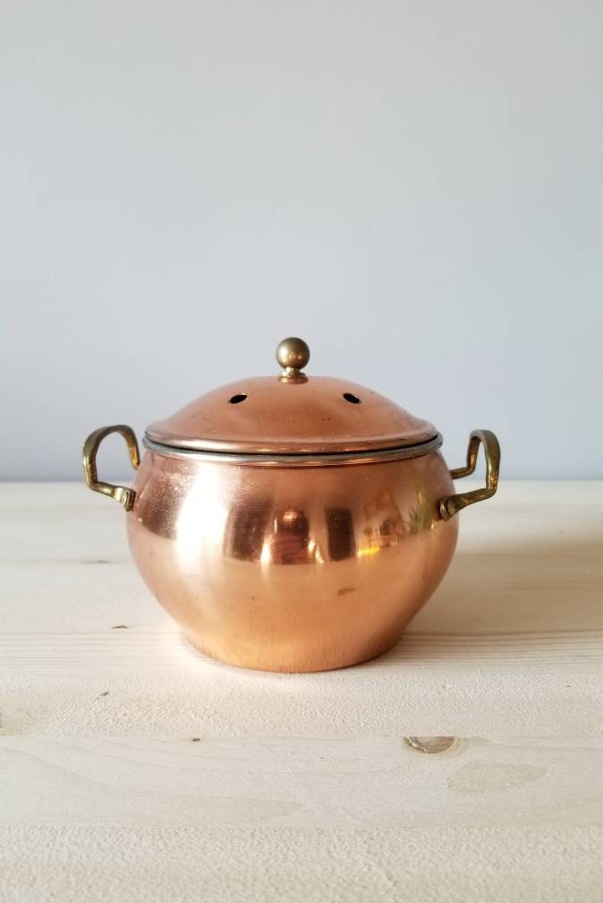 Vintage copper garlic keeper copper kitchen pot