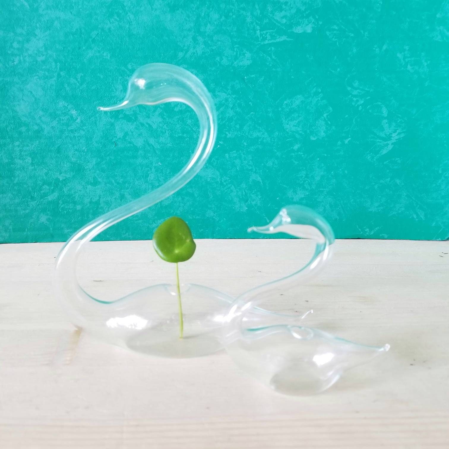 Vintage glass swan pair swan vase propagation vessels