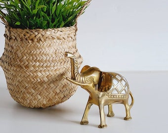 Vintage brass elephant | figurine | bohemian home decor | gold accents | shelf decor | boho | brass animals |