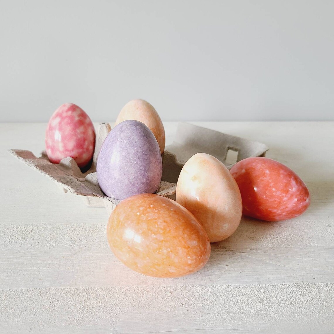Vintage marble egg stone egg paperweight colorful eggs Etsy