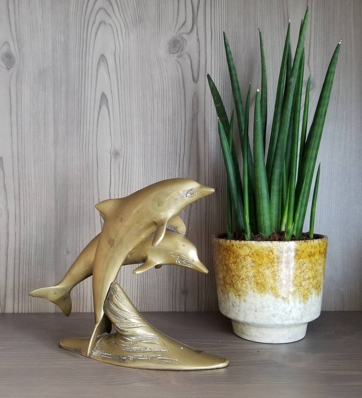 Vintage brass dolphin statue dolphin figurine brass animal gift