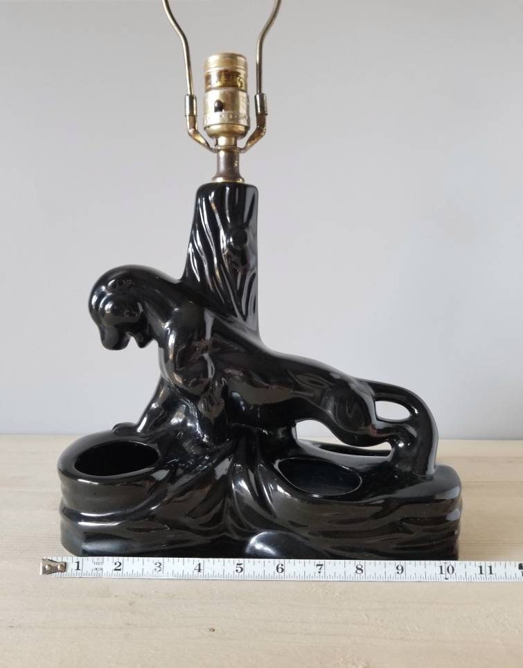 Vintage black panther lamp jaguar table lamp