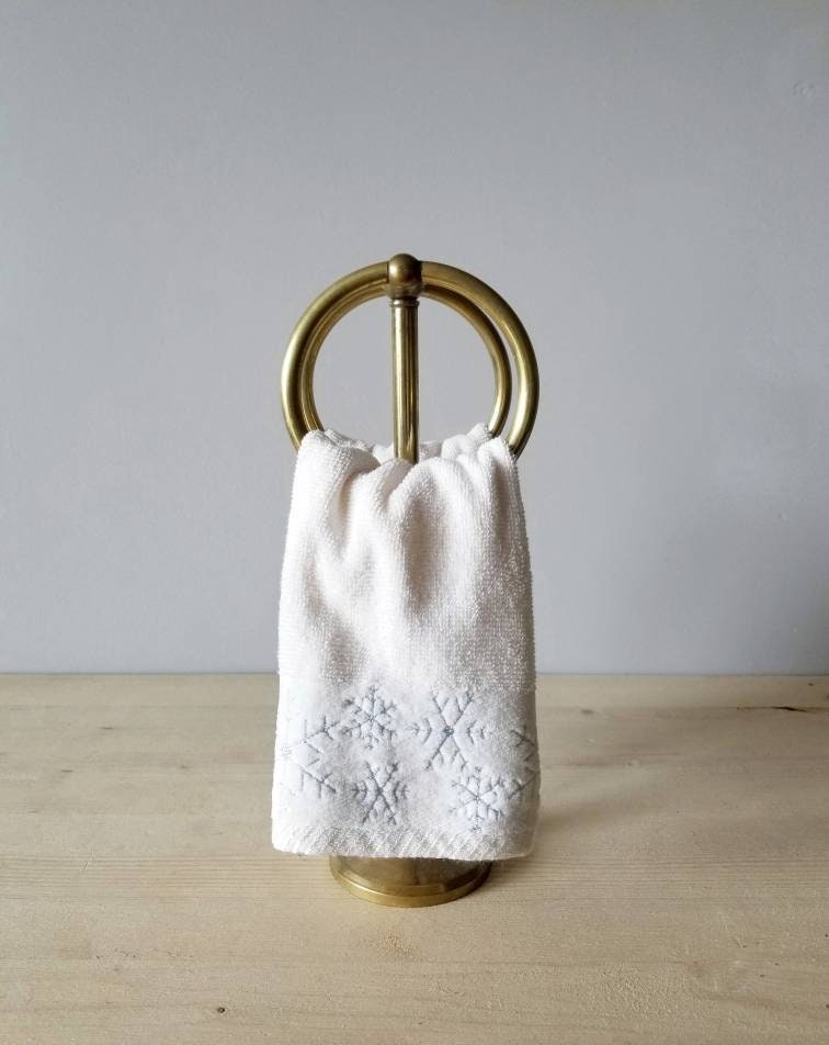 Vintage brass towel holder counter top hand towel ring