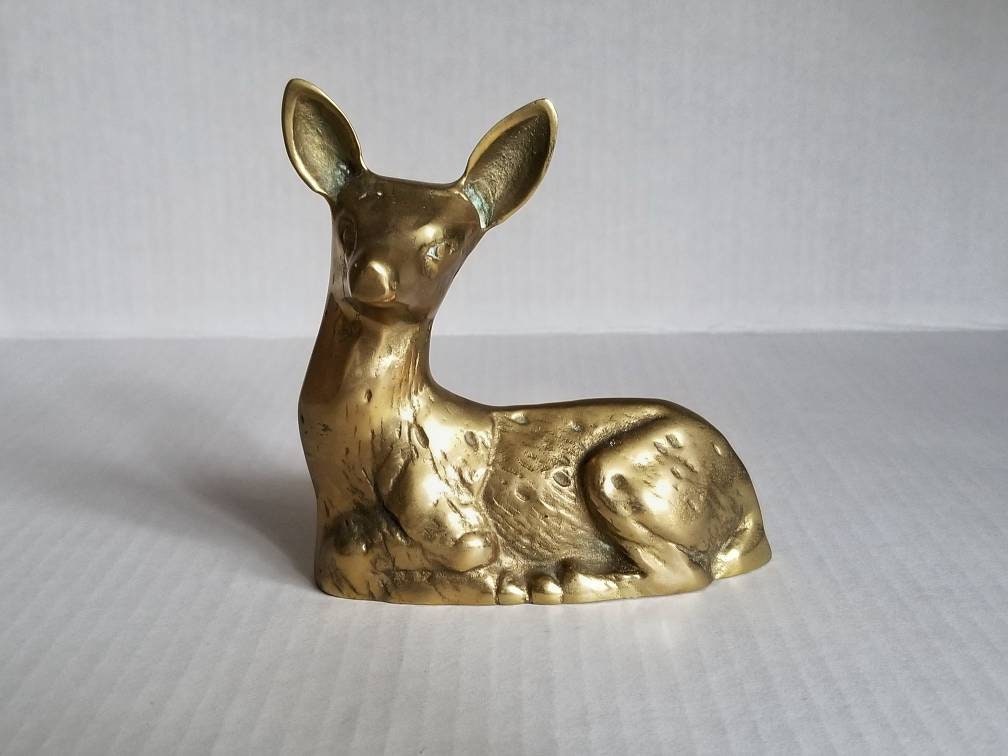 Brass Deer Deer figurine Brass animal Fawn Boho Nursery decor