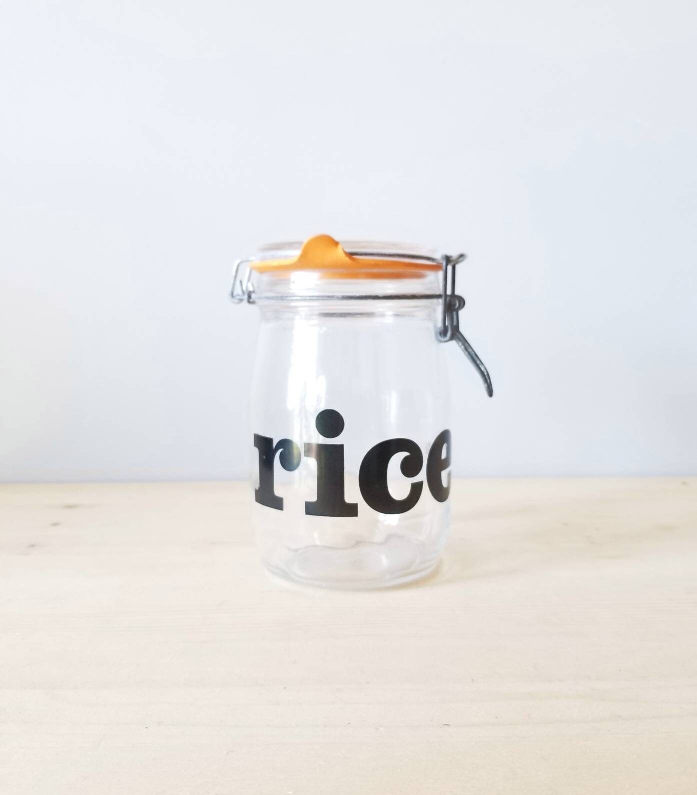 Mid century modern storage jar rice jar typography kitchen storage