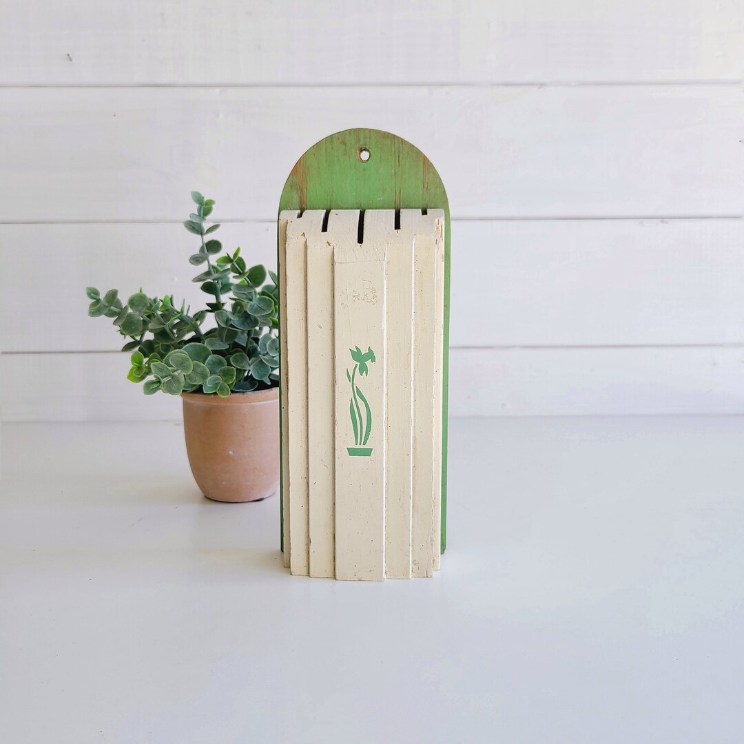 Vintage Nuway Wood Knife Holder Knife Block Wall Storage Knife Caddy
