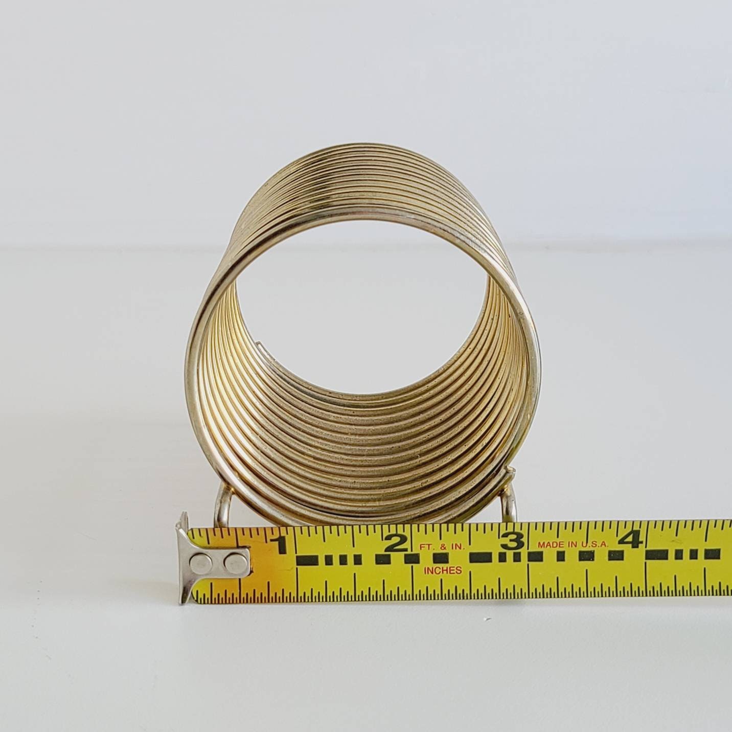 Vintage brass memo holder coiled receipt holder home office decor