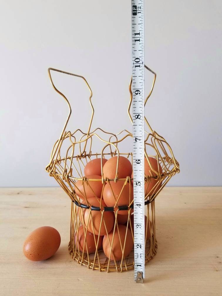 Vintage collapsible wire egg basket rustic farmhouse decor