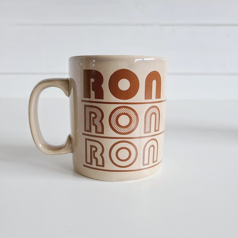 Vintage name coffee mug Ron or Donna gift for coffee lover coffee cup vintage font kiln craft England zdjęcie 2