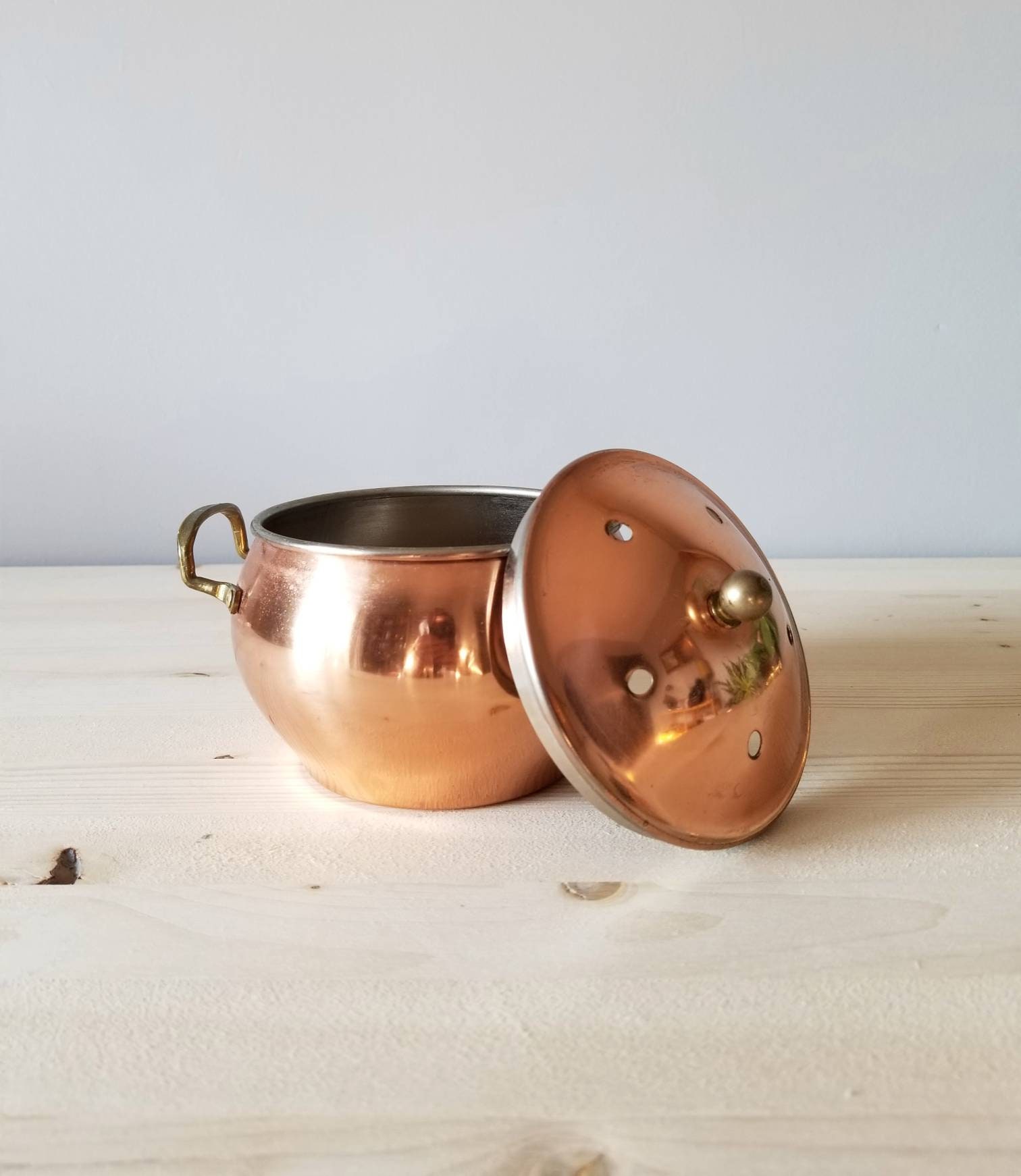 Vintage copper garlic keeper copper kitchen pot