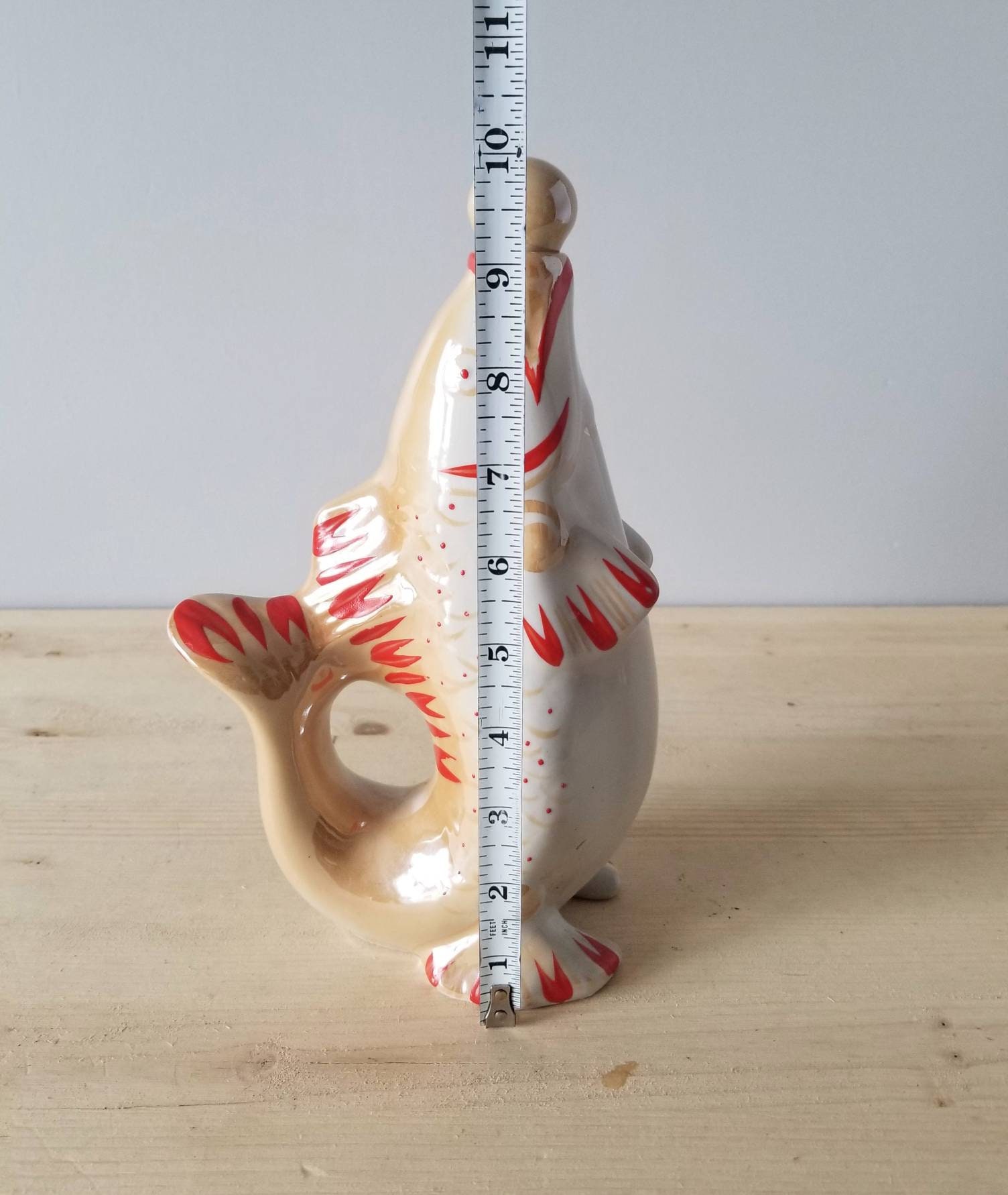 Vintage Koi fish decanter with shot glasses kitschy decor