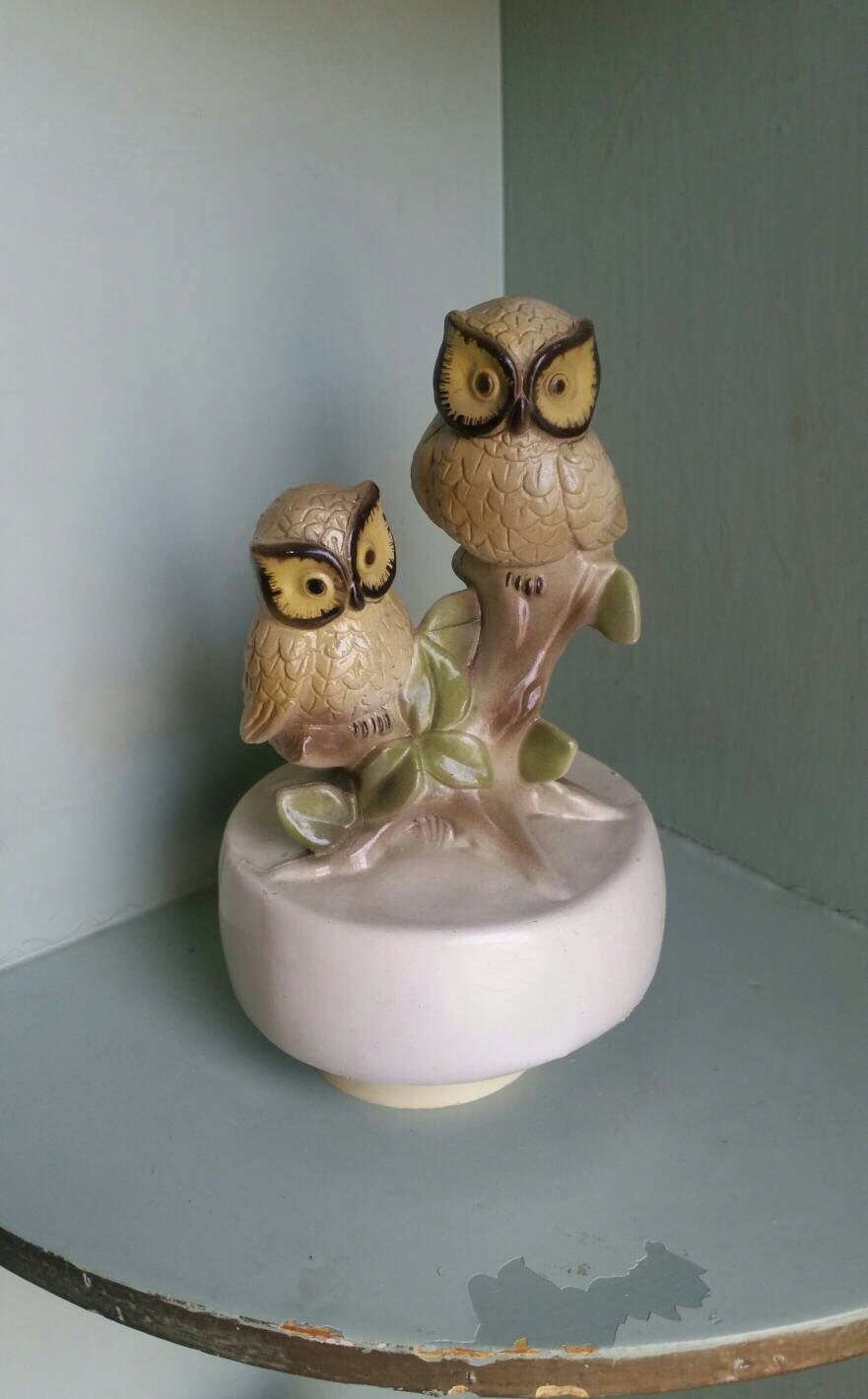 Vintage owl music box owls owl gifts owls decor nursery decor