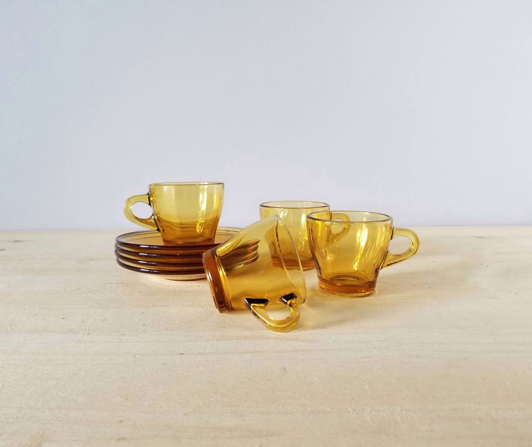 Vintage amber glass espresso cups colored glass coffee cups