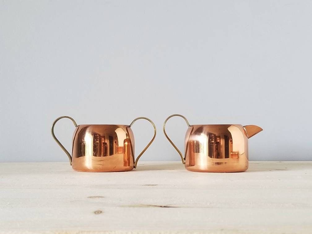 Vintage copper cream and sugar set Coppercraft Guild milk and sugar