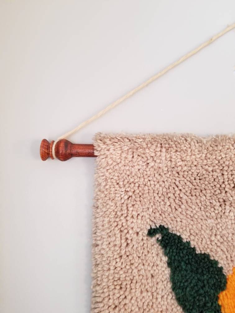 Vintage hooked rug wall hanging Floral wall decor