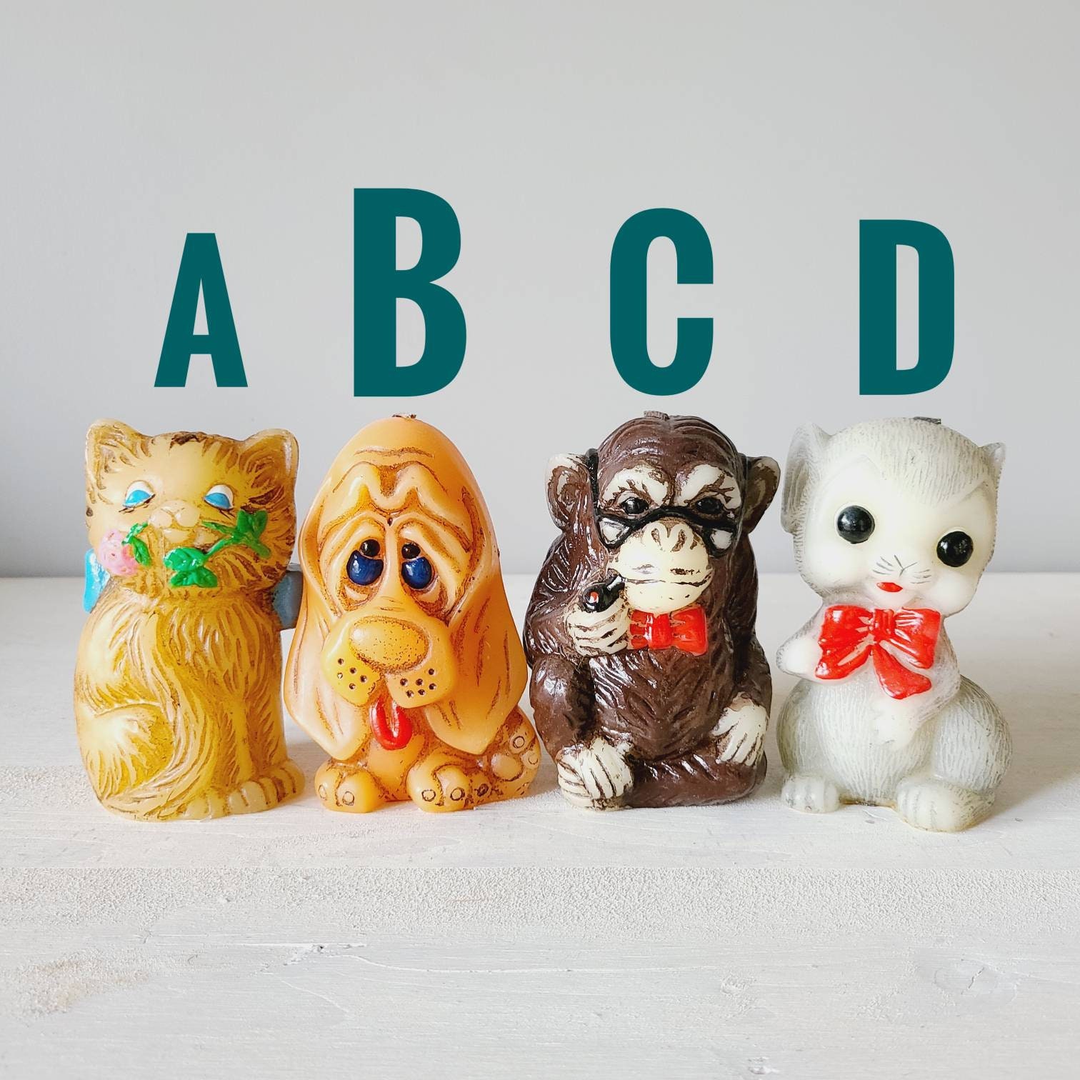 Vintage Animal Delights candles hand painted candle tiger Etsy