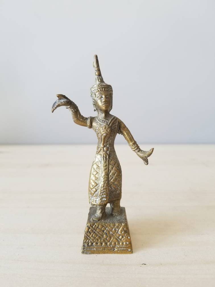 Vintage brass figurine temple dancer brass dancer