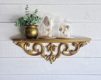 Vintage Italian Florentine wall shelf | gilded shelf | decorative gold shelf | accent shelf |