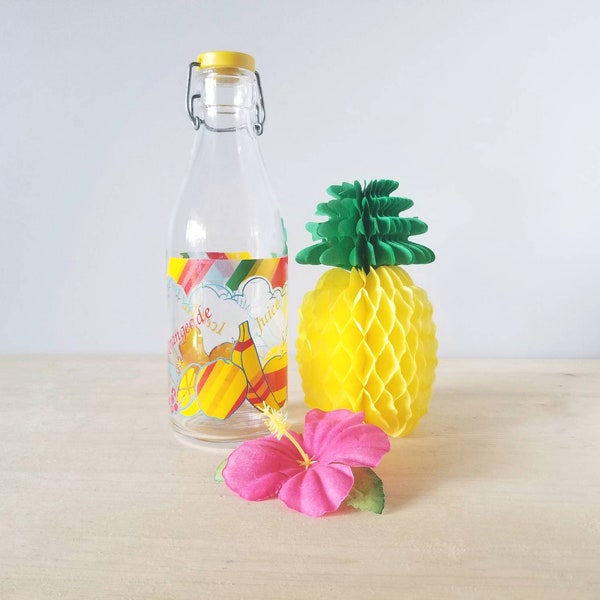 Vintage Italian Cerve glass juice bottle | colorful decanter | iced tea lemonade pitcher |