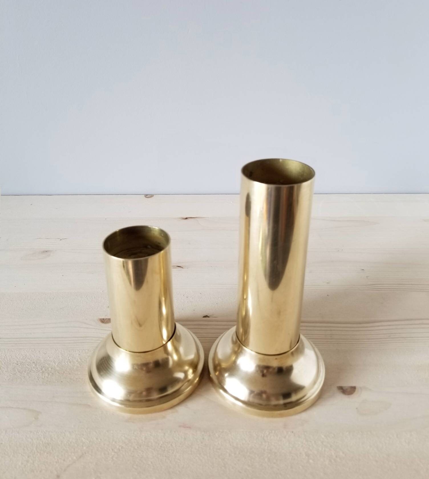 Vintage brass candle holders mid century modern convertible tea light