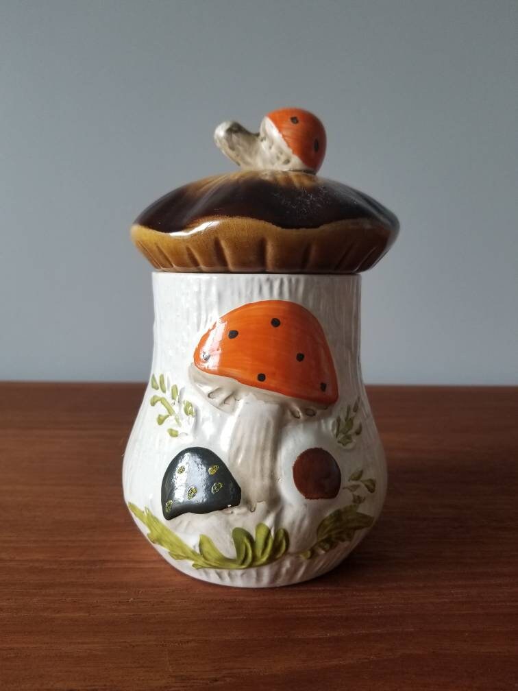 Vintage Mushroom Cookie Jar Set Sears Merry Mushroom Collectible