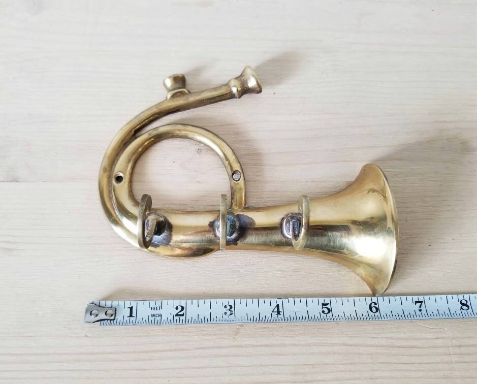 Vintage brass french horn key hook home organization home storage