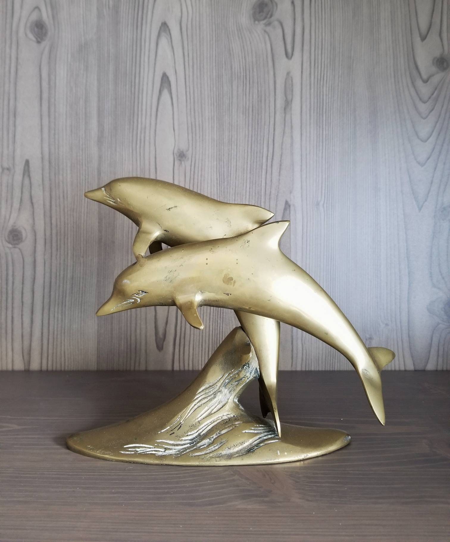 Vintage brass dolphin statue dolphin figurine brass animal gift