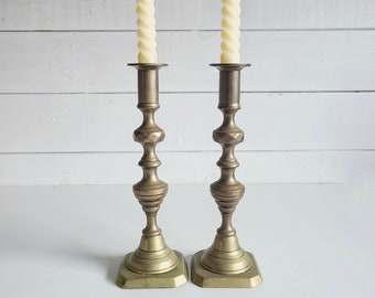 Vintage brass candle holder pair | table decor | holiday decor | brass candlestick holders | entertaining