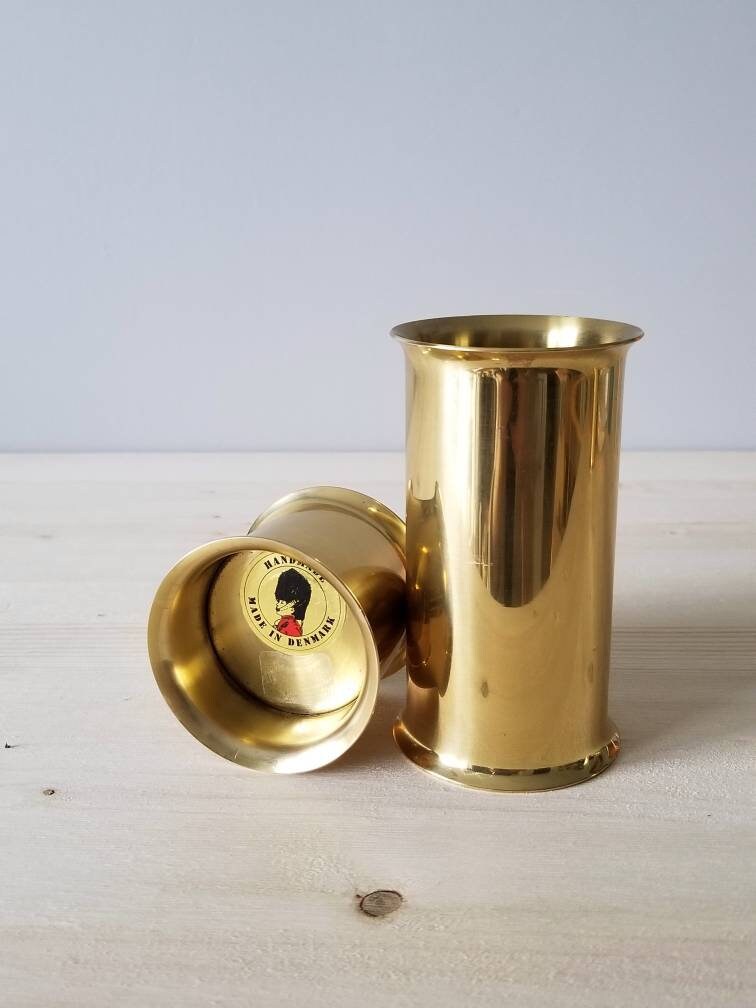 Vintage brass candle holders handmade Denmark tea light holders