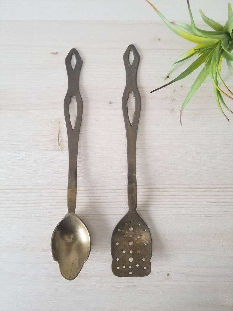 Vintage brass utensils brass serving spoons