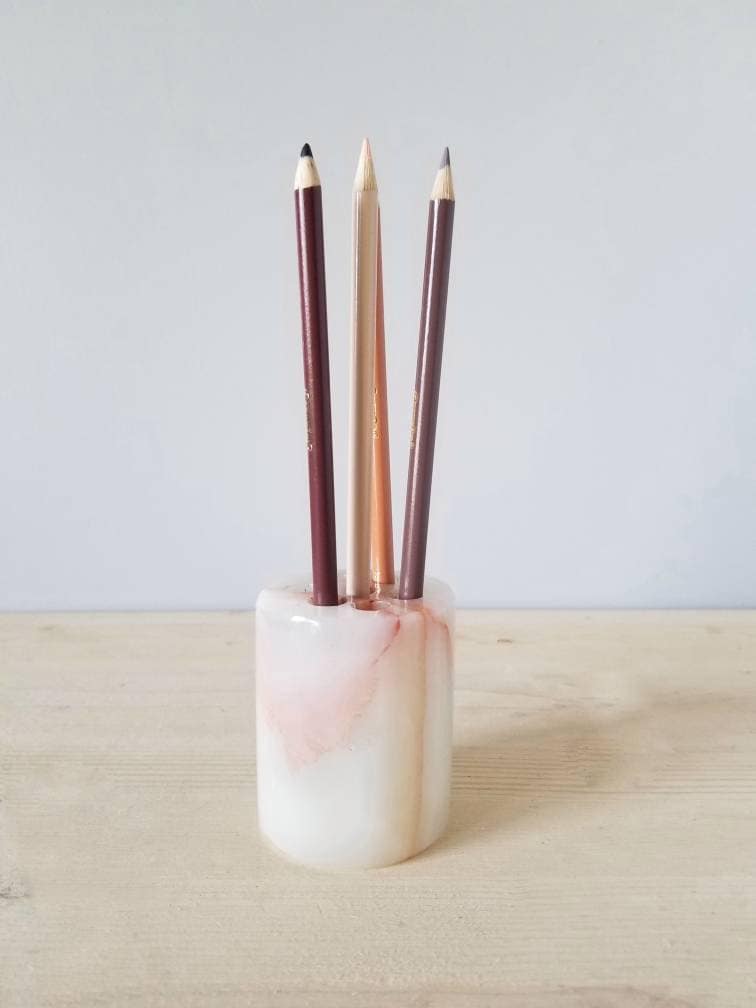Vintage marble pencil holder home office office storage bohemian