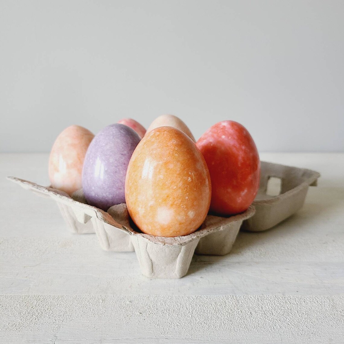 Vintage marble egg stone egg paperweight colorful eggs Etsy