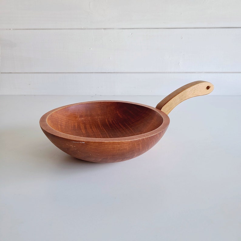 Vintage Baribo-maid bowl Baribocraft salad bowl bowl with handle ladle natural decor mid century modern image 2