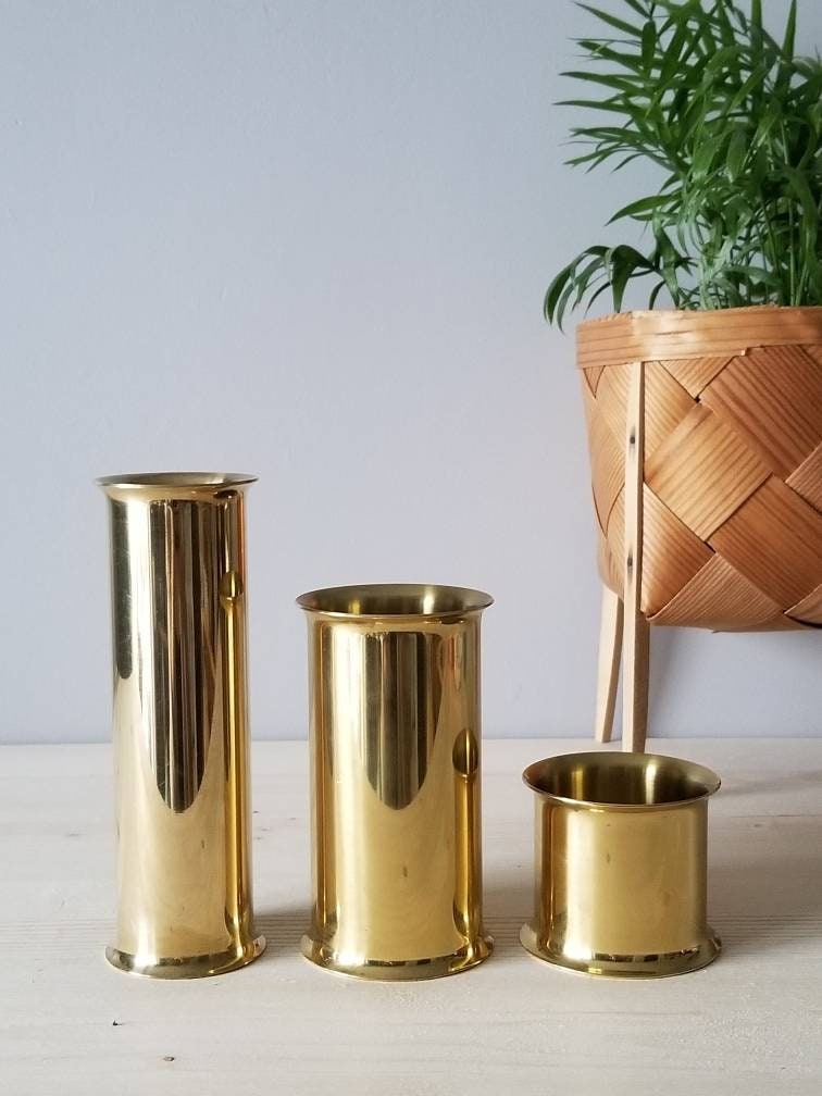 Vintage brass candle holders handmade Denmark tea light holders
