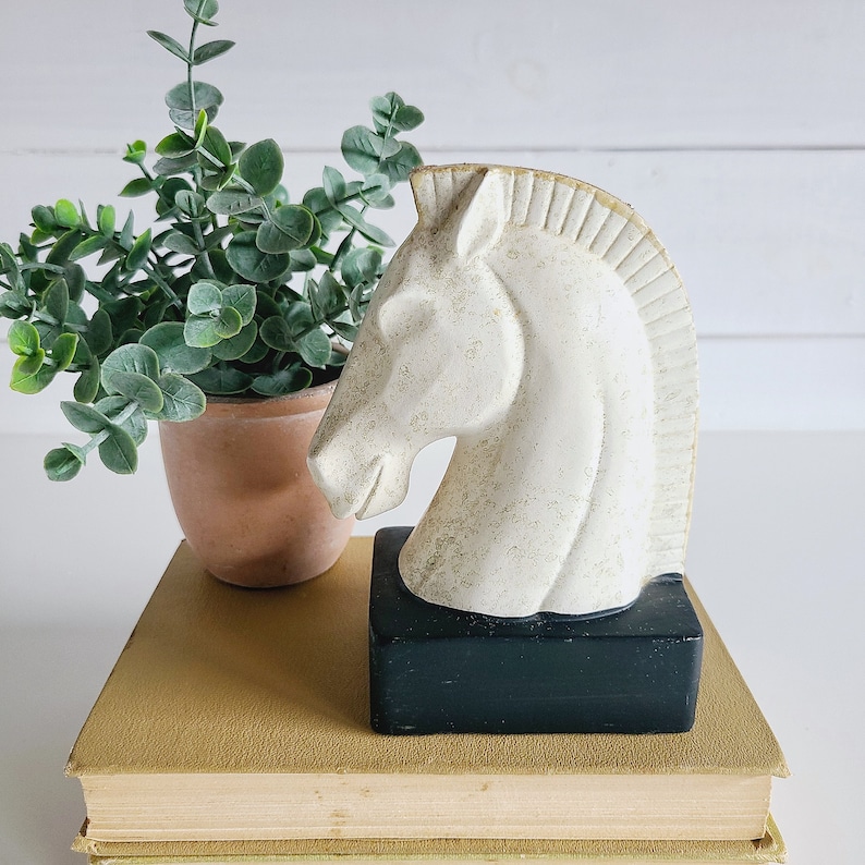 Vintage ceramic horse bust statue equestrian shelf decor gift for horse lover image 1