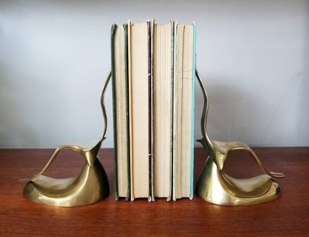 Vintage brass bird bookends seagull bookends brass birds mid
