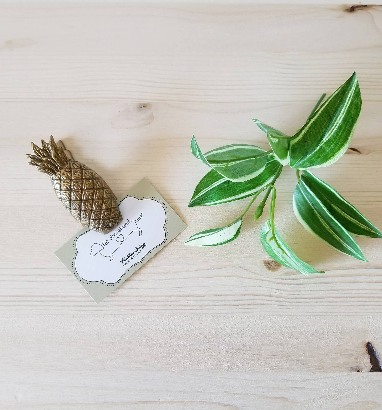 Vintage brass pineapple paper clip memo holder office storage