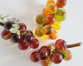 Vintage lucite grape cluster | Brady Bunch grapes | orange yellow amber mid century modern cluster of grapes | your choice |