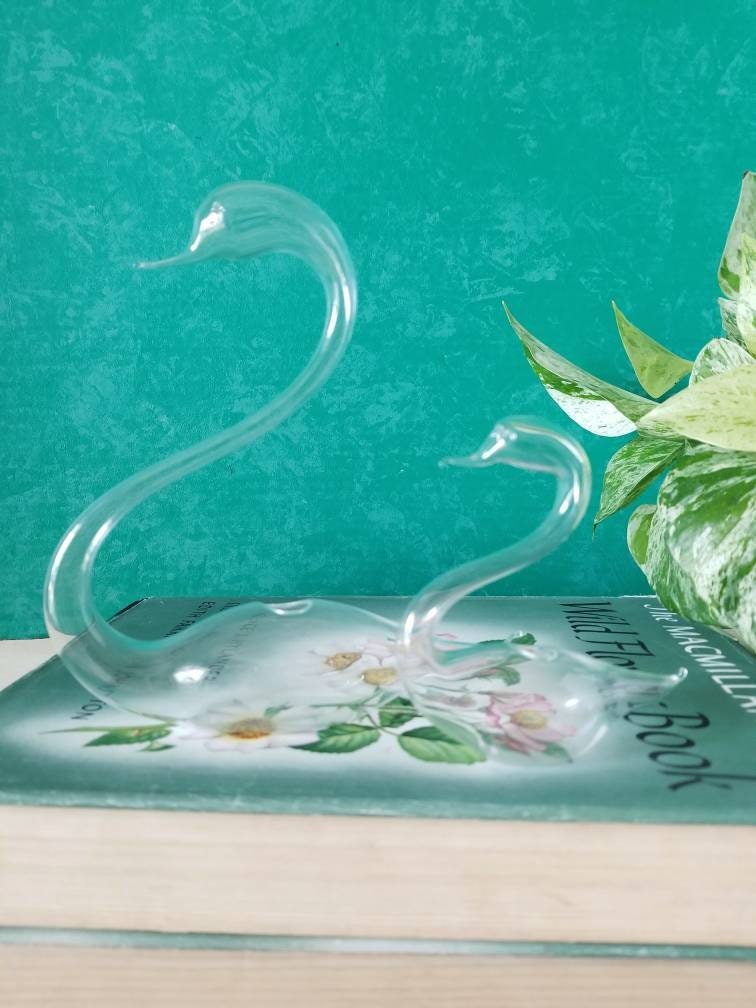 Vintage glass swan pair swan vase propagation vessels