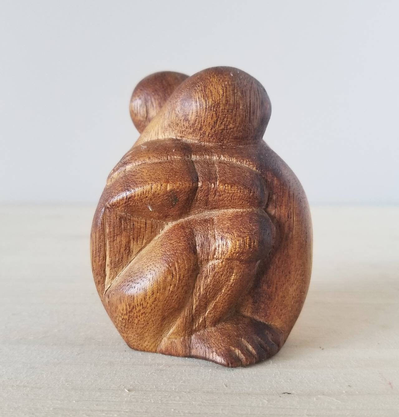 Vintage wood carved sculpture of couple embracing hugging couple Wedding/Anniversary gift