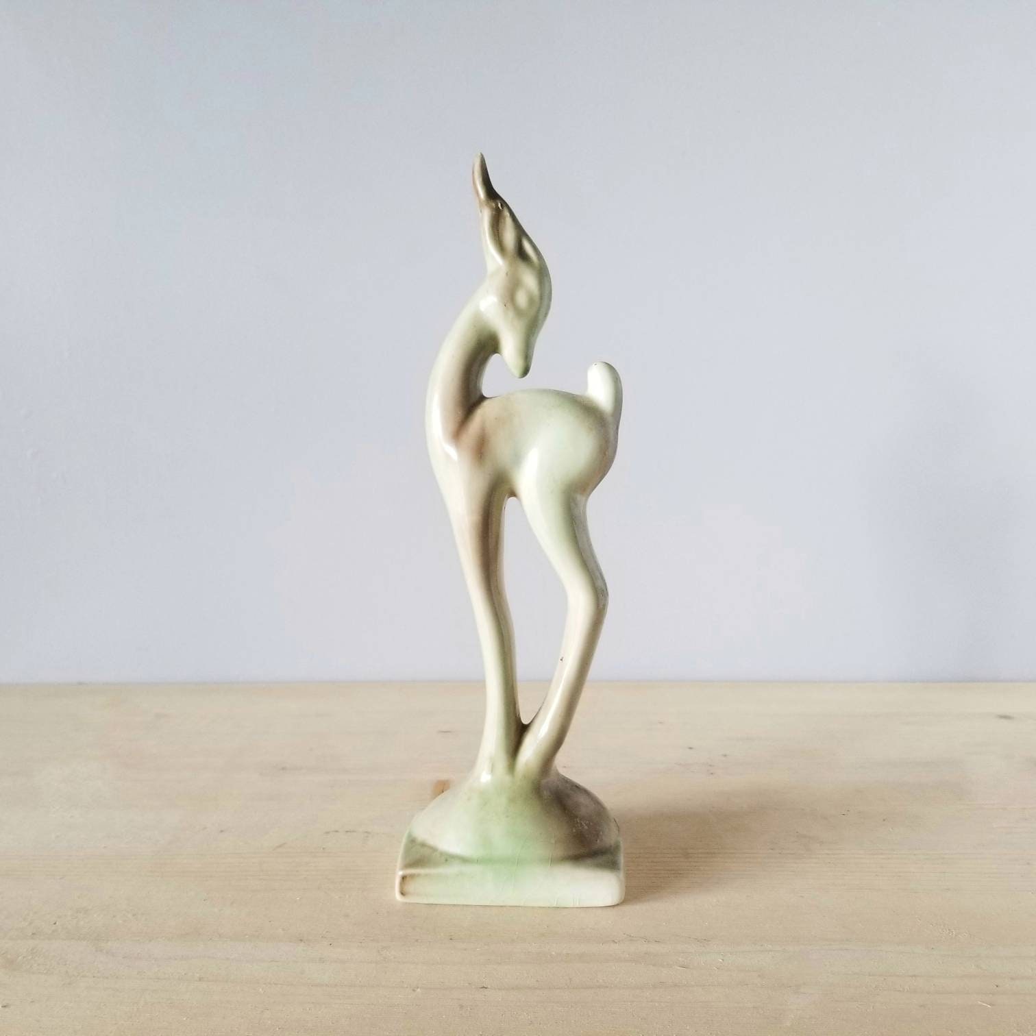 Vintage ceramic deer figurine mid century decor Haeger style deer